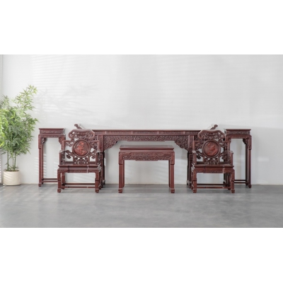 FC0215 灵芝中堂 染料紫檀